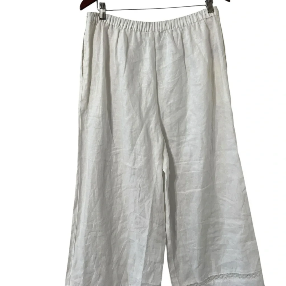NEW REFORMATION Violet White Linen Lace Wide Leg Pants Trousers
